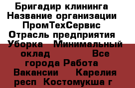 Бригадир клининга › Название организации ­ ПромТехСервис › Отрасль предприятия ­ Уборка › Минимальный оклад ­ 30 000 - Все города Работа » Вакансии   . Карелия респ.,Костомукша г.